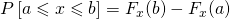 P\left [ a \leqslant x\leqslant b \right ]=F_{x}(b)-F_{x}(a)