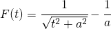 F(t)=\cfrac{1}{\sqrt{t^{2}+a^{2}}}-\cfrac{1}{a}