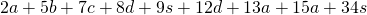 2a+5b+7c+8d+9s+12d+13a+15a+34s