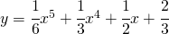 y=\cfrac{1}{6}x^{5}+\cfrac{1}{3}x^{4}+\cfrac{1}{2}x+\cfrac{2}{3}