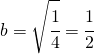 b=\sqrt{\cfrac{1}{4}}=\cfrac{1}{2}