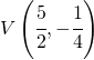  V\left ( \cfrac{5}{2},-\cfrac{1}{4} \right )