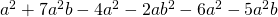 a^{2}+7a^{2}b-4a^{2}-2ab^{2}-6a^{2}-5a^{2}b