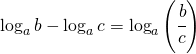 \log_{a}b-\log _{a}c=\log _{a}\left ( \cfrac{b}{c} \right )