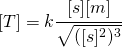 [T]=k\cfrac{[s][m]}{\sqrt{([s]^2)^3}}