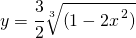 y=\cfrac{3}{2}\sqrt[3]{\left ( 1-2x \right ^{2})}