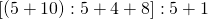 \left [ \left (5+10   \right ):5+4+8\right ]:5+1