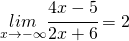 \underset{x\rightarrow-\infty}{lim}\cfrac{4x-5}{2x+6}=2