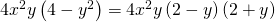 4x^2y\left ( 4-y^2 \right )=4x^2y\left ( 2-y \right )\left ( 2+y \right )