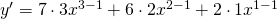 y'=7\cdot3x^{3-1}+6\cdot2x^{2-1}+2\cdot1x^{1-1}