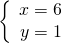 \left\{ \begin{array}{c} x=6 \\ y=1 \end{array} \right.