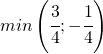 min\left ( \cfrac{3}{4};-\cfrac{1}{4} \right )