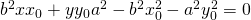 b^{2}xx_{0}+yy_{0}a^{2}-b^{2}x_{0}^{2}-a^{2}y^{2}_{0}=0