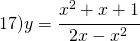 17) y=\cfrac{x^{2}+x+1}{2x-x^{2}}