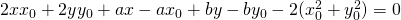 2xx_{0}+2yy_{0}+ax-ax_{0}+by-by_{0}-2(x_{0}^{2}+y_{0}^{2})=0