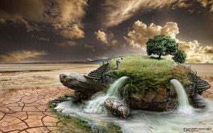 Fantasy-Golf-Course-On-Giant-Turtle-Widescreen-Wallpaper